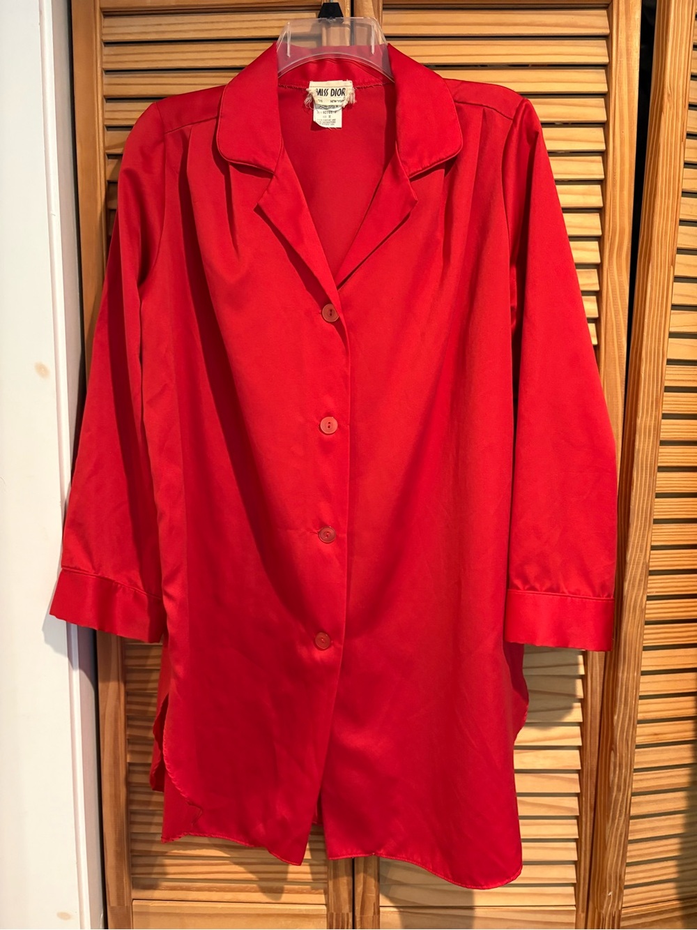 Vintage Miss Dior Red Button Up Lounge Shirt Sleepwear minimalist classic